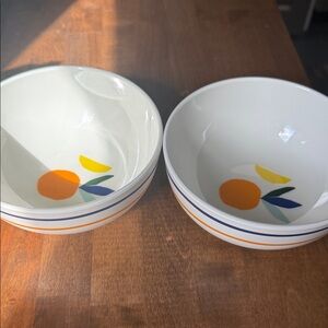 kate spade White Bowls with Orange and Blue Accents